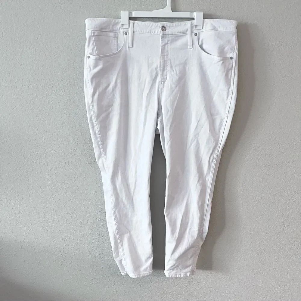 Madewell 10” High Rise Skinny Ankle Jeans White Denim Size 24W